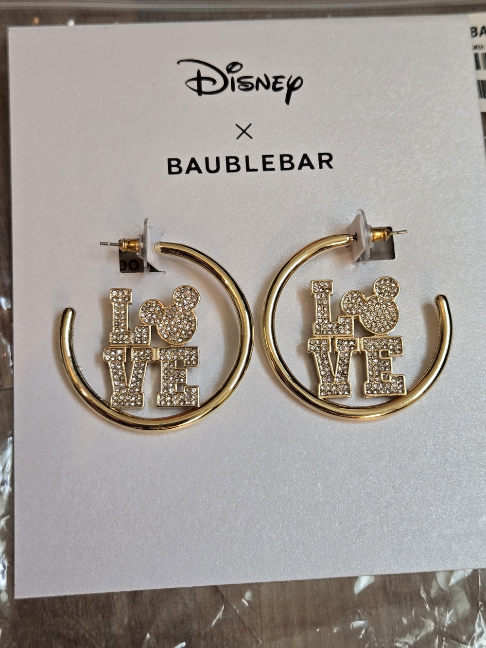 Mickey Mouse Disney Love Earring Hoops - Gold